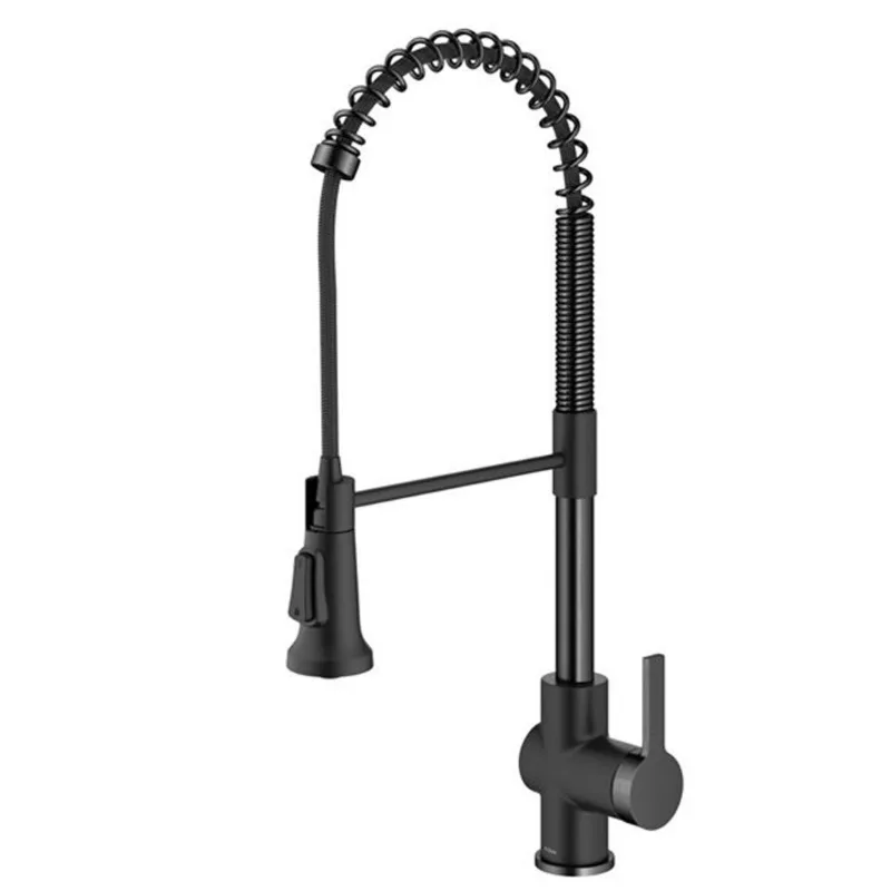 Kraus Britt Deck Mount Matte Black/Spot-Free Black Stainless Pull-Down Kitchen Faucet