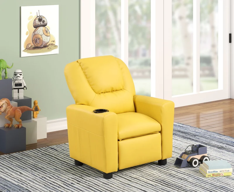 Marisa - Kids Recliner Chair With Cupholder Yellow