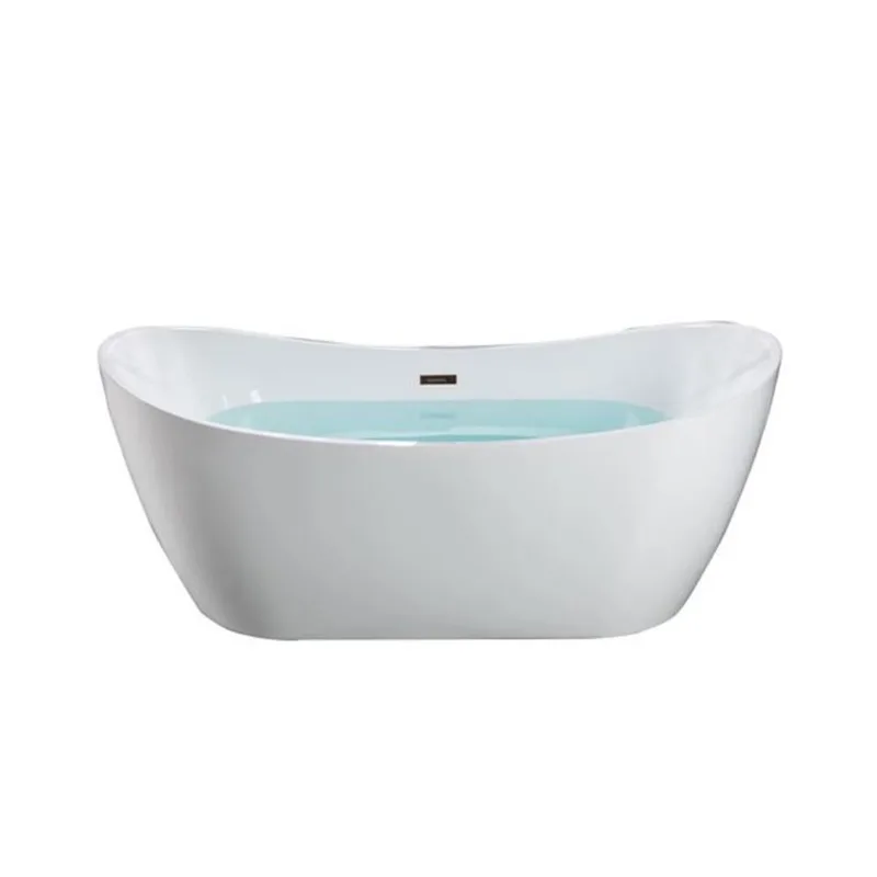 Woodbridge 71 x 32-in Freestanding Non-Slip White Acrylic Soaking Bathtub w/ Oil Rubbed Bronze Overflow + Drain