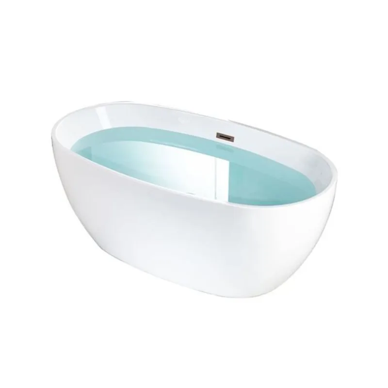 Woodbridge 59 x 32-in Freestanding Non-Slip White Acrylic Soaking Bathtub w/ Oil Rubbed Bronze Overflow and Drain