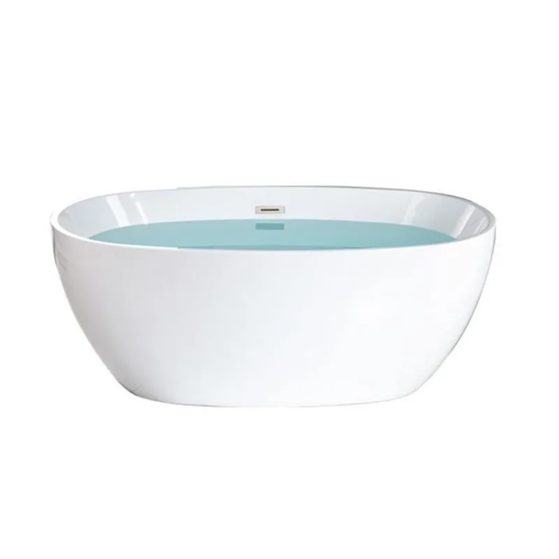 Woodbridge 59 x 32-in Freestanding Non-Slip White Acrylic Soaking Bathtub w/ Polished Chrome Overflow + Drain