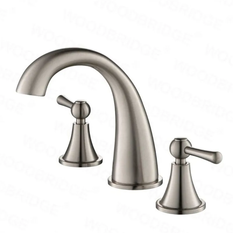 Woodbridge Bathroom Faucet 2-Handle Contempory w/ Push-Button Pop-Up Drain 8-in 3-hole Widespread - Brushed Nickel
