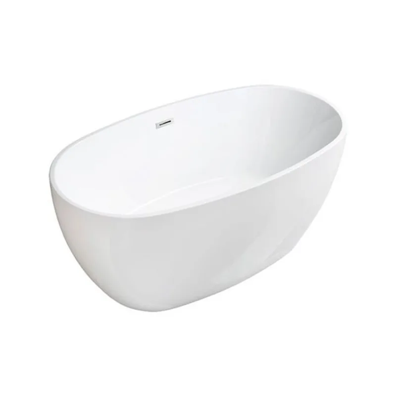 Woodbridge 55 x 32-in White Freestanding Double Ended Soaking Acrylic Bathtub with Brushed Nickel Overflow and Drain