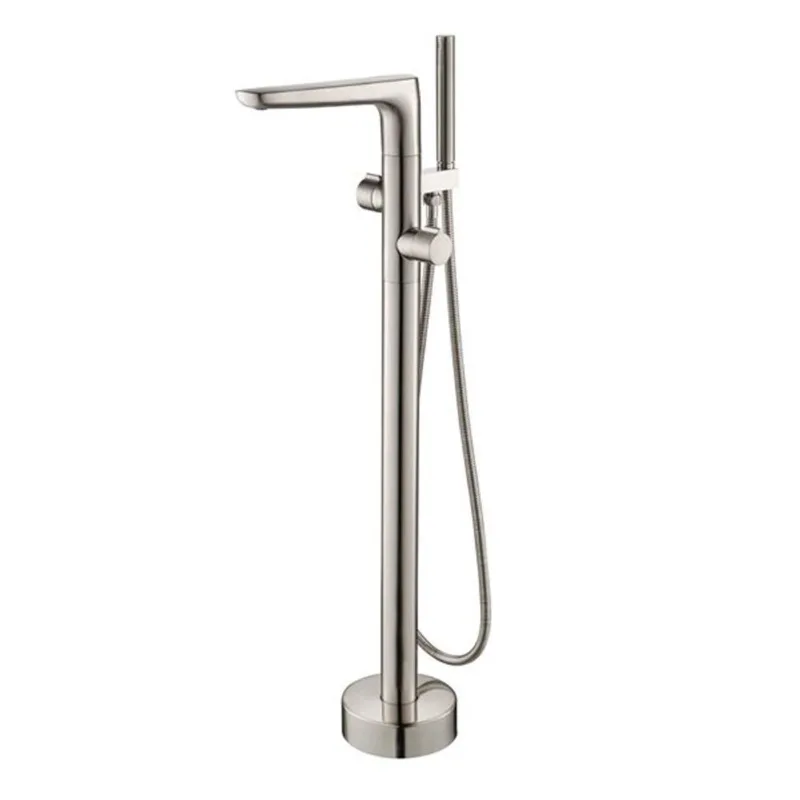 Woodbridge Brushed Nickel Single-Handle Freestanding Floor Mount Tub Filler Faucet with Hand Shower