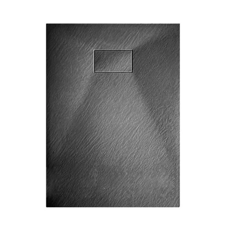 Woodbridge 47.25 x 31.5-in Black Alcove Solid Surface Shower Pan Base with Reversible Drain