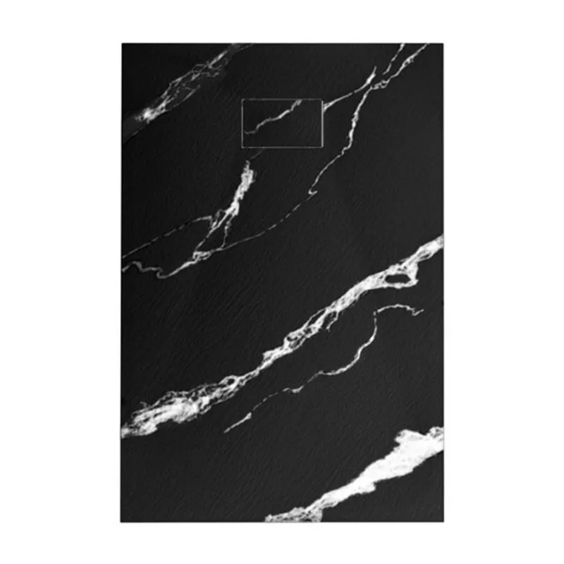 Woodbridge 47.25 x 31.5-in Black Alcove Solid Surface Shower Pan Base with Reversible Drain