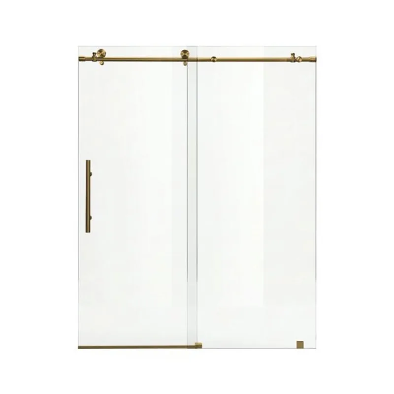 Woodbridge Frameless Sliding Shower Door with 5/16-in Clear Tempered Glass 80-in - Brushed Gold