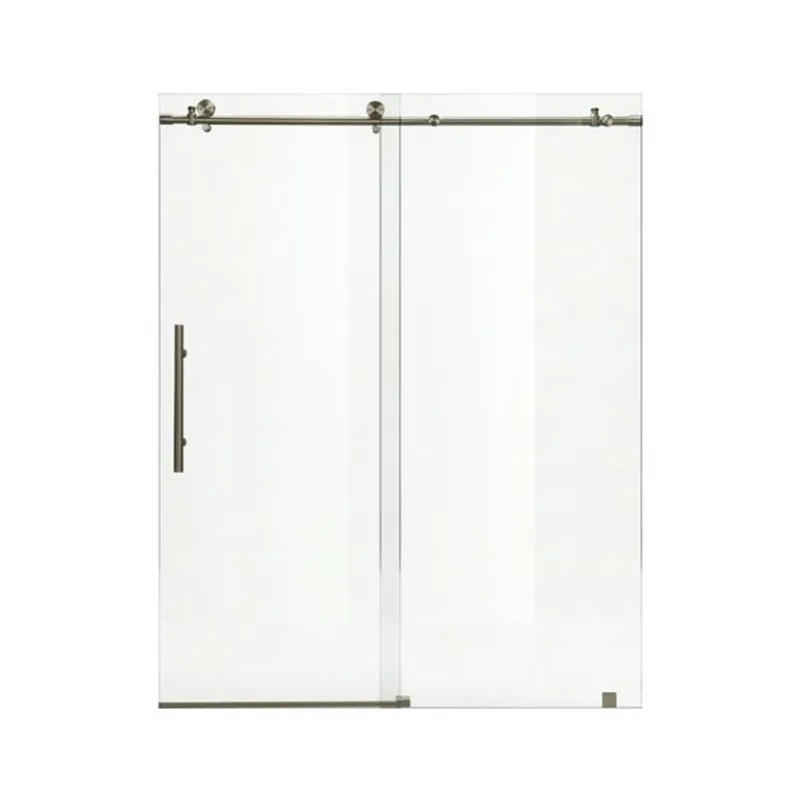 Woodbridge Frameless Sliding Shower Door with 5/16-in Clear Tempered Glass 56-60 x 80-in - Brushed Nickel