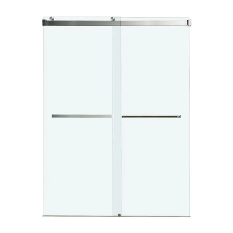Woodbridge Frameless Double Sliding Shower Door in Brushed Nickel with 5/16-in Clear Glass 56-60 x 80-in
