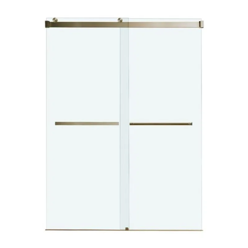 Woodbridge Frameless Double Sliding Shower Door with 5/16-in Clear Glass 80-in - Brushed Bronze