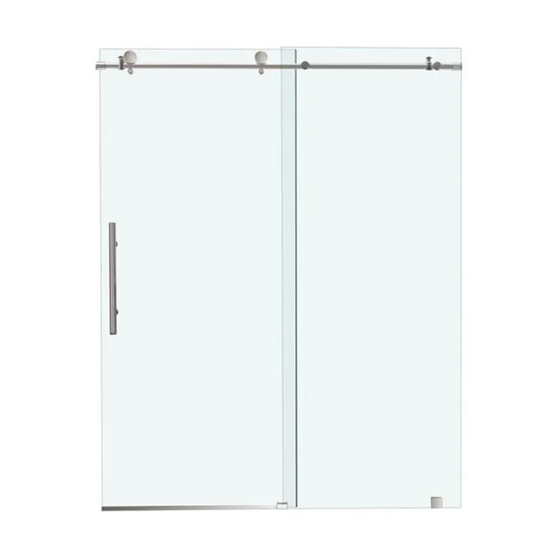 Woodbridge Frameless Sliding Shower Door with 3/8-in Clear Tempered Glass 56-60 x 76-in - Brushed Nickel