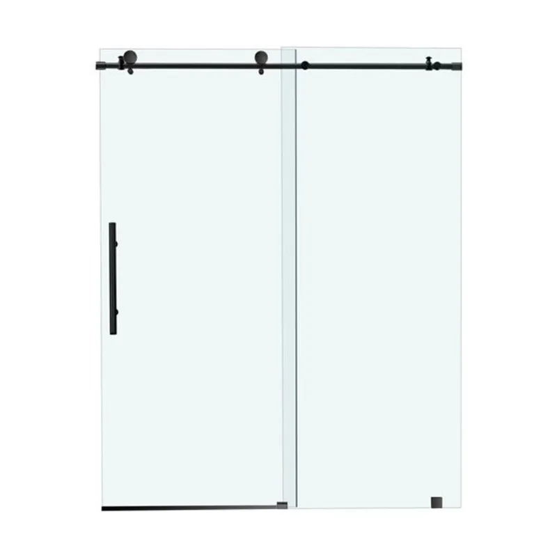 Woodbridge Frameless Sliding Shower Door with 3/8-in Clear Tempered Glass 56-60 x 76-in - Matte Black