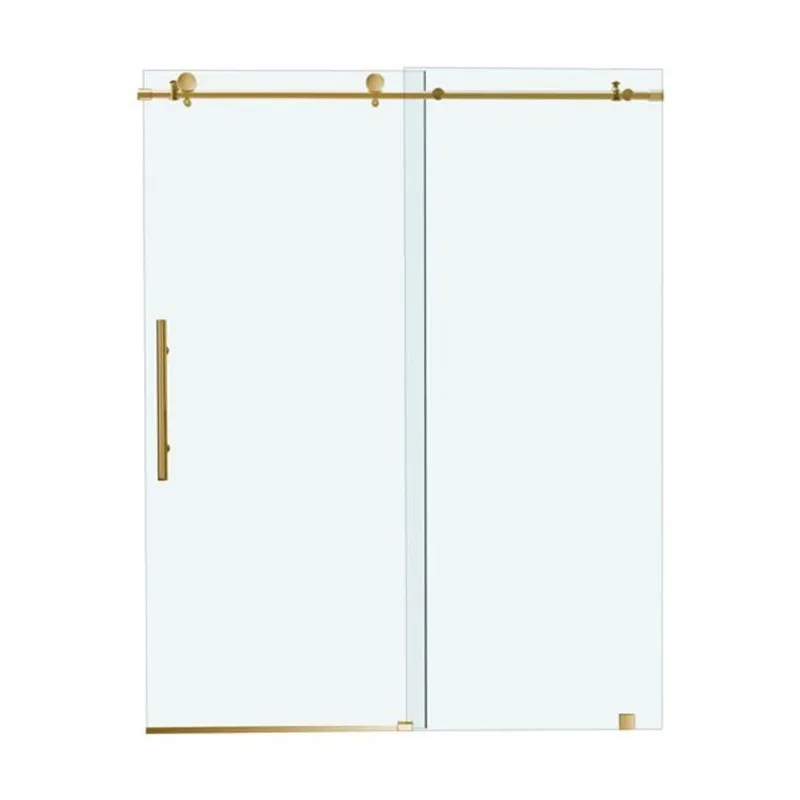 Woodbridge Frameless Sliding Shower Door with 3/8-in Clear Tempered Glass 56-60 x 76-in - Brushed Gold