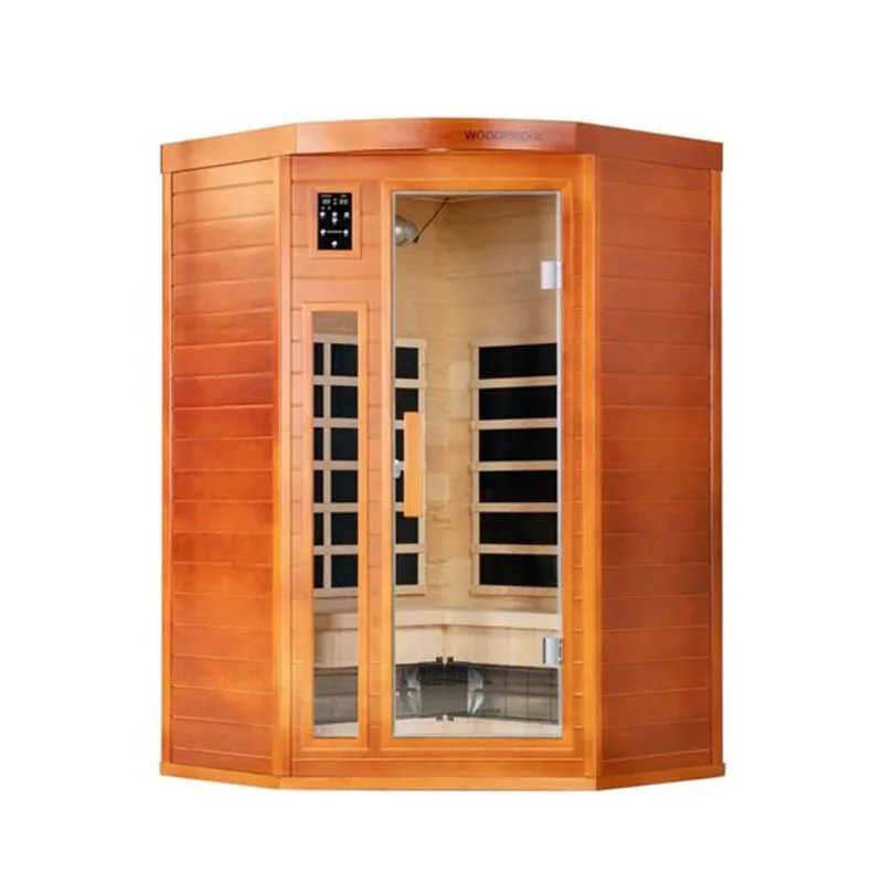 Woodbridge 2-Person Canadian Hemlock Infrared Indoor Sauna w/ Red Light and Chromotherapy + Bluetooth Speaker