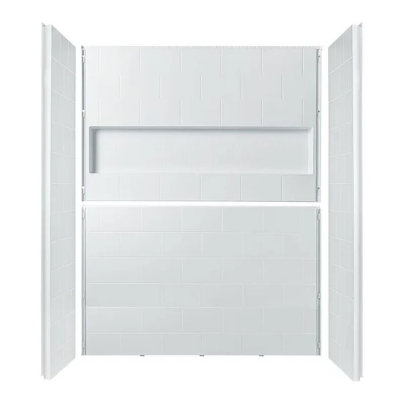 Woodbridge 32 in. x 60 in. x 77.25 in. 4-Piece Easy Glue Up Alcove Shower Wall Surrounds with Built-In Shelve in High Gloss W…