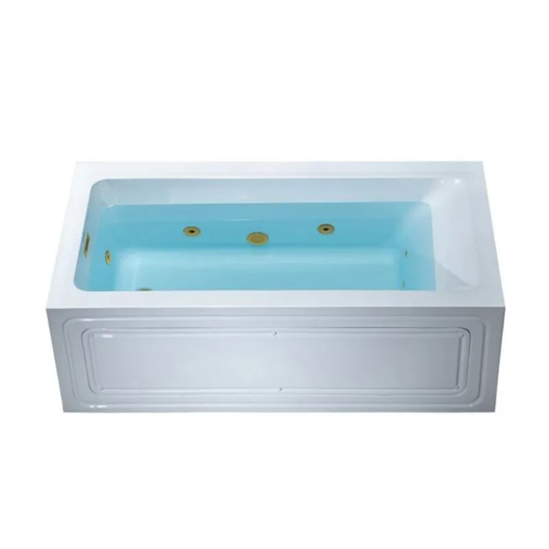 Woodbridge Heated Whirlpool Soaking Bathtub with Left Drain 60 x 30-in – White and Brushed Gold