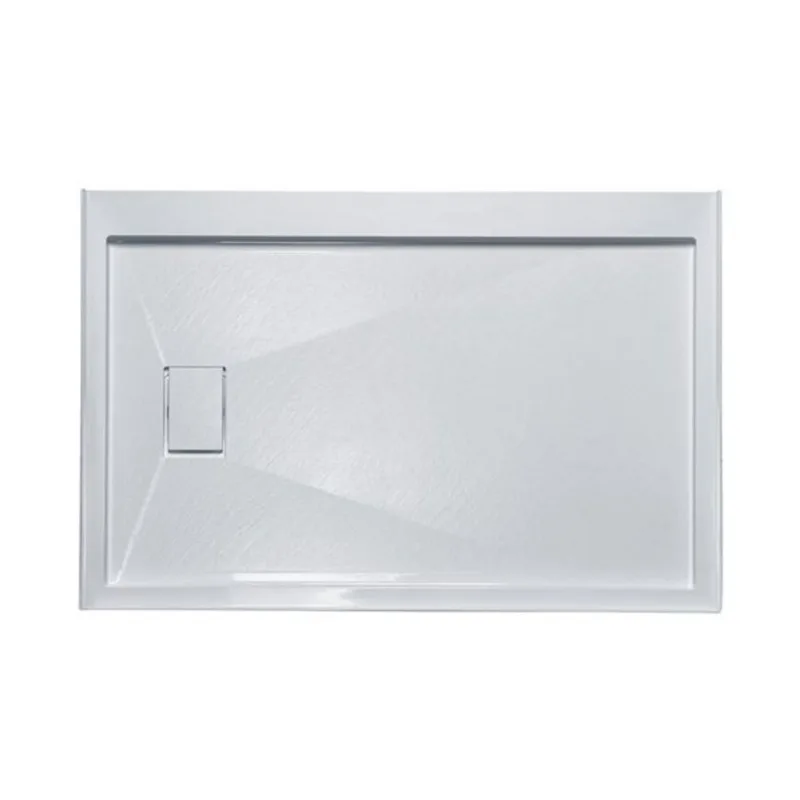 Woodbridge Solid Surface Shower Base with Left Drain, Slip- and Mold-Resistant 48 x 32-in – White