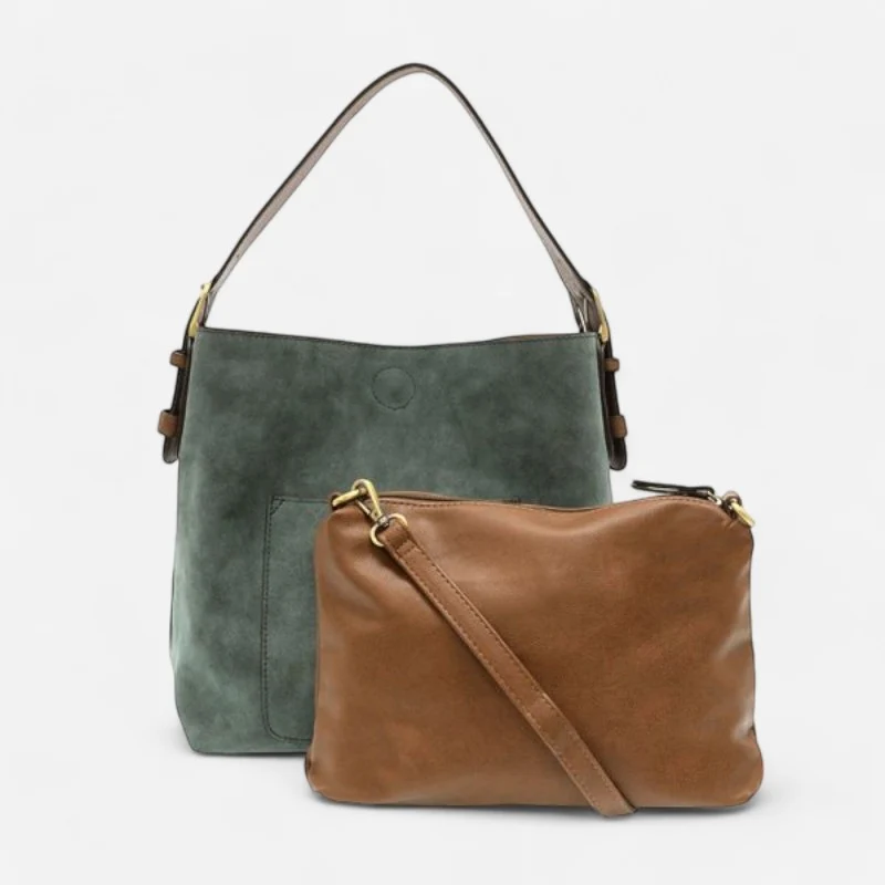 Joy Susan Handle Rich Faux Suede Handbag Deep Teal Hobo Coffee / OS / Medium
