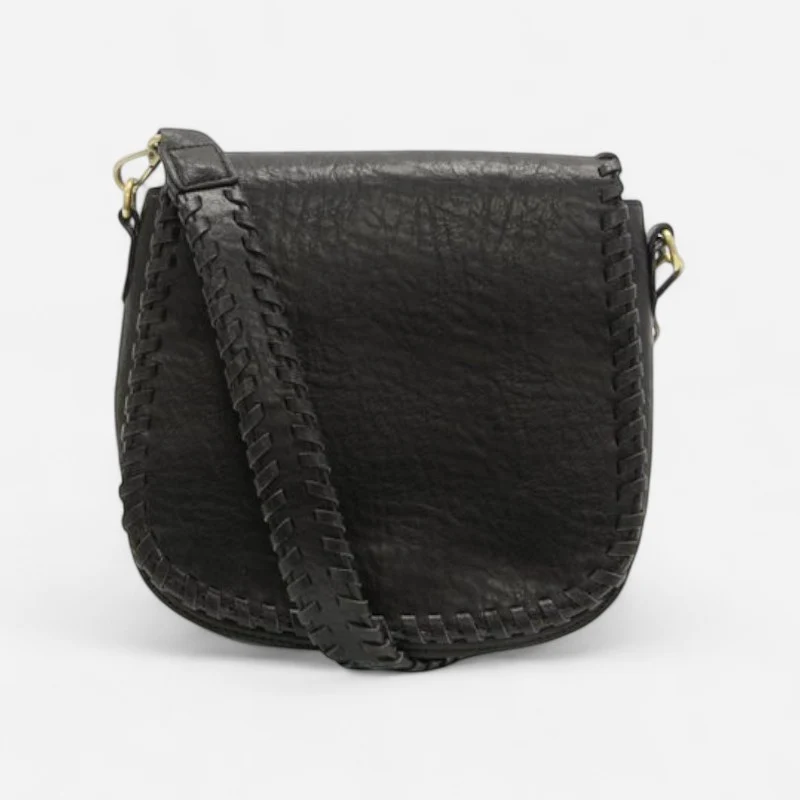 Joy Susan Annie Whipstitch Saddle Convertible Crossbody Black / OS / Medium