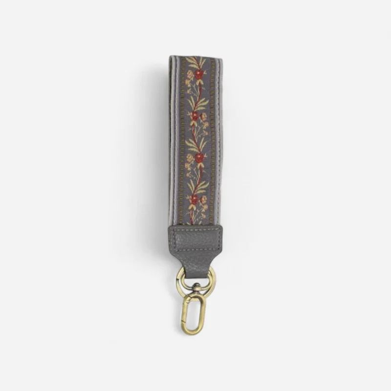 1.5 Floral Swag Wristlet Keychain Grey"