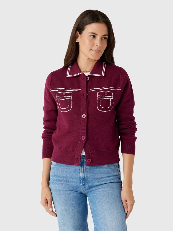 27 Miles Women's Shirley Cardigan XS / PLUM/IVORY