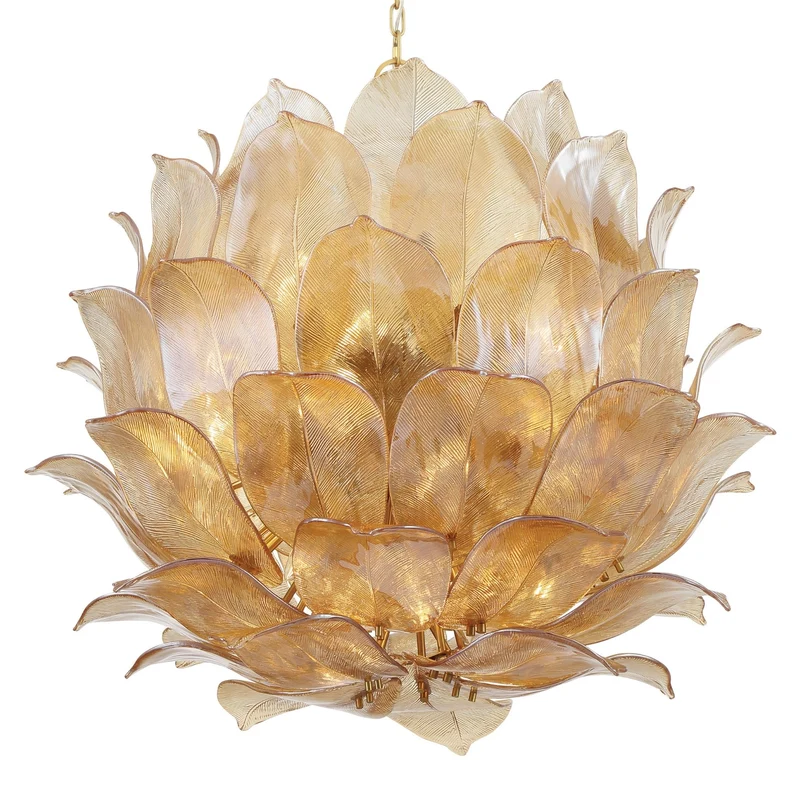 Metropolitan Orchid Pendant 13" / Brass / Amber Glass