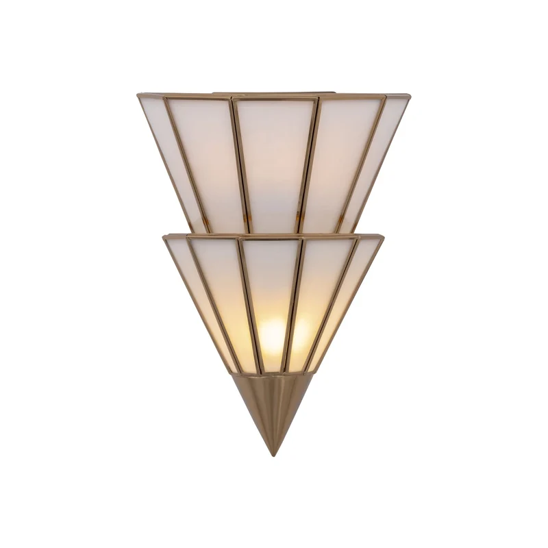 Metropolitan Jaxen 14 in. 2-Light Wall Sconce, Legacy Brass with White Handmade Art Glass