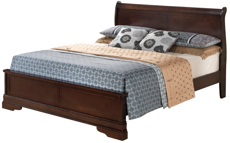 Sleigh Bed With Low Footboard Dark Brown / King