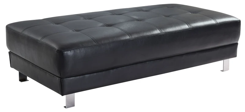 Contemporary Ottoman For Living Rooms Black / Faux Leather
