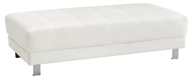 Contemporary Ottoman For Living Rooms White / Faux Leather