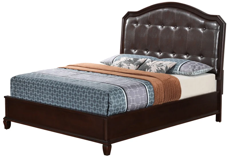 Bed With Transitional Design Dark Brown / King