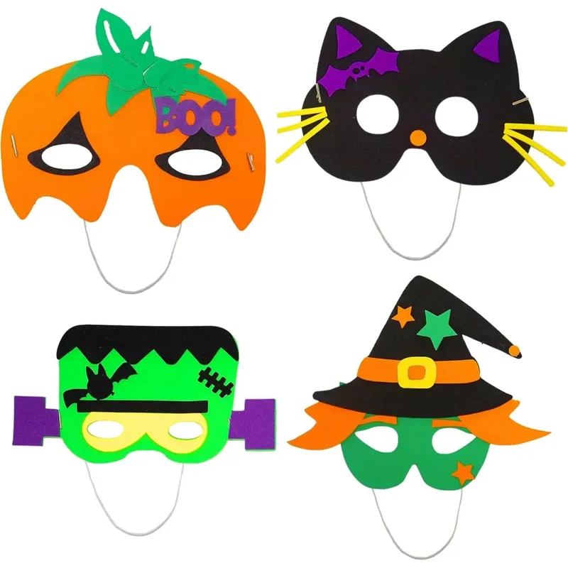 4E's Novelty 12 Pack Halloween DIY Mask Craft Kit – Foam Crafts for Kids Ages 3+, Party & Classroom Fun