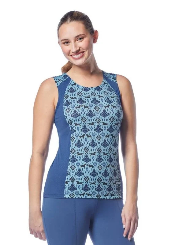 Kerrits Ladies Always Cool Ice Fil Tank Top Ink Painted Horse/True Blue / Small