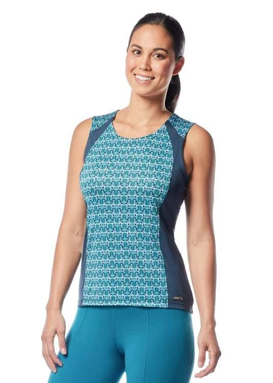 Kerrits Ladies Always Cool Ice Fil Tank Top Peacock Iron Bouquet/Lagoon / Large