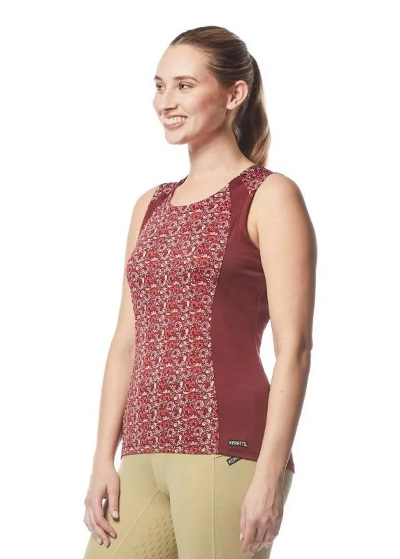 Kerrits Ladies Always Cool Ice Fil Tank Top Sangria Make Your Luck/Sangria / Medium