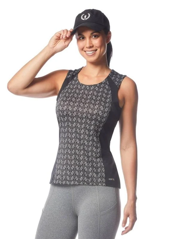 Kerrits Ladies Always Cool Ice Fil Tank Top Tan Painted Horse/Black / X-Small