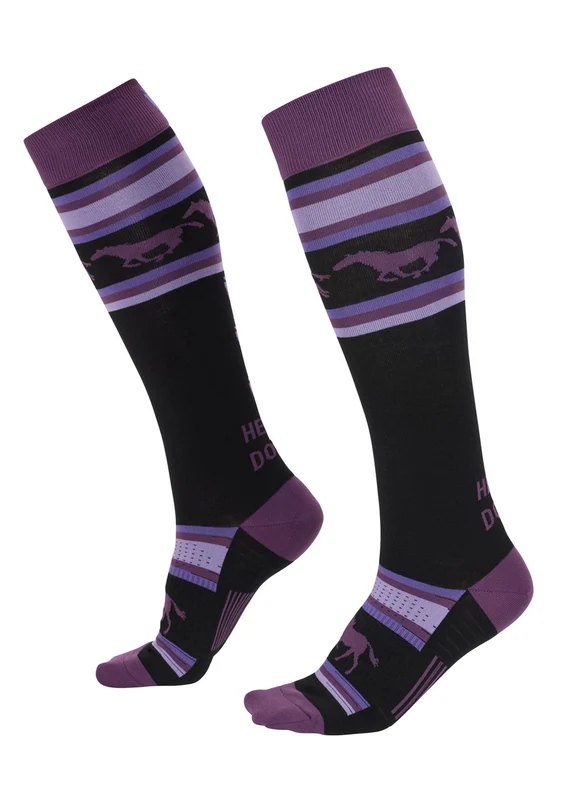 Kids Heels Down Wool Socks Black & Huckleberry / O/S