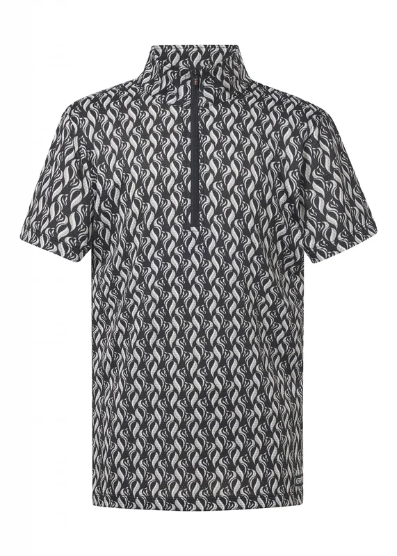 Kerrits Kids Summer Ride Ice Fil Short Sleeve Print Shirt Black Horsetails / Large