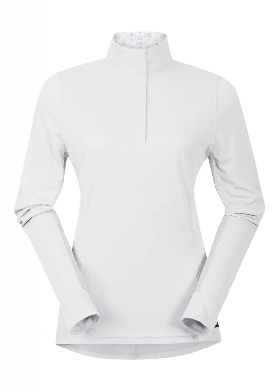 Kerrits Ladies Encore Long Sleeve Show Shirt White/Bit of Luck / X-Small