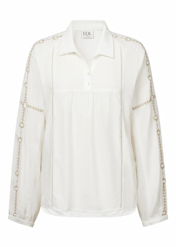 EQL by Kerrits Ladies Bit and Rein Embroidered Blouse Soft White / Medium