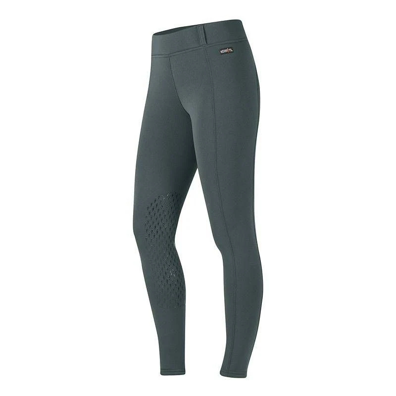 Kerrits Ladies Power Stretch Knee Patch Pocket Tights Castiron / X-Large