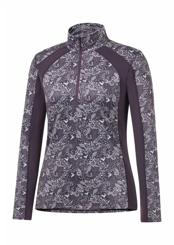 Kerrits Traverse Quarter Zip Fleece Tech Top Elderberry Fantasy Fillies / Medium