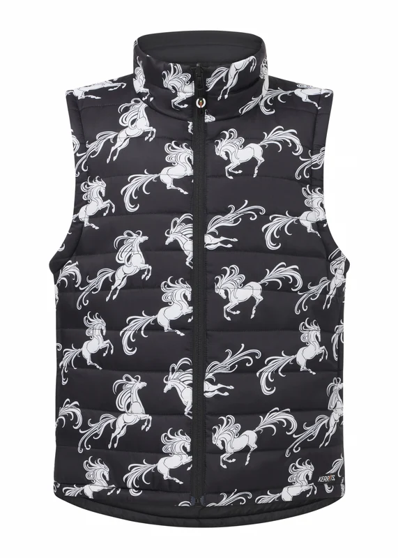 Kerrits Kids Pony Parade Reversible Quilted Vest Black/Black Horse / X-Large