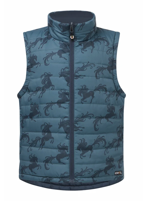 Kerrits Kids Pony Parade Reversible Quilted Vest Nightfall/Jasper Horse / X-Large
