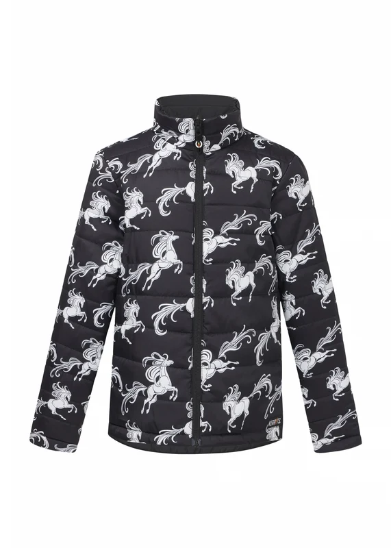 Kerrits Kids Pony Parade Reversible Quilted Jacket Black/Black Horse / X-Small