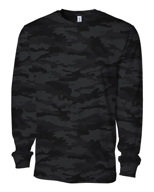 Independent Trading Co. PRM180LST Unisex Premium Long Sleeve T-Shirt - Black Camo Black Gray-Dark / Adult 4XL