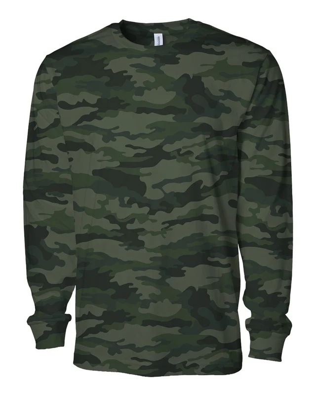 Independent Trading Co. PRM180LST Unisex Premium Long Sleeve T-Shirt - Forest Camo Green-Dark Green-Olive / Adult L
