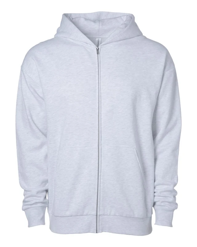 Independent Trading Co. IND280ZIP Unisex Avenue Midweight Full-Zip Hooded Sweatshirt - Ash Heather Gray-Light / Adult 3XL