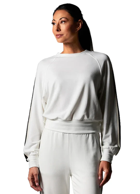 Tavi Ease Crew Stripe Sweatshirt Ebony Coconut / M