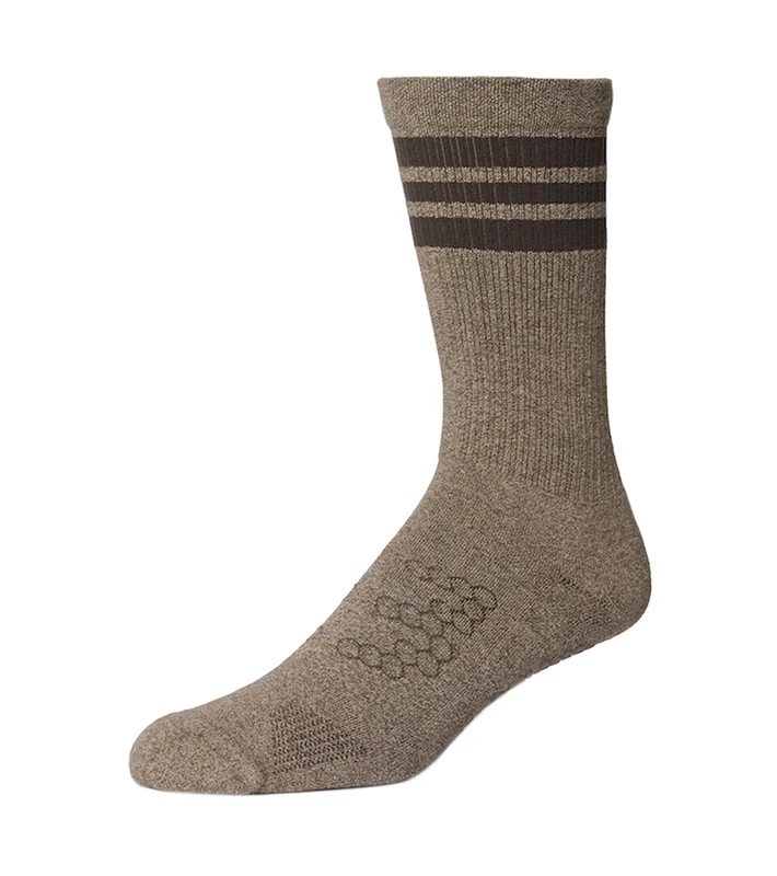 BASE 33 Unisex Crew Yoga Grip Socks Camel / XL